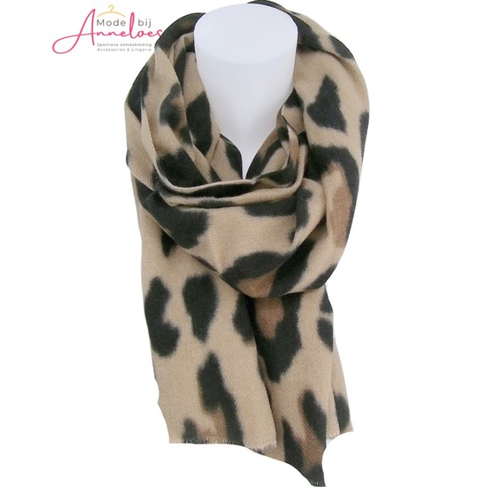 I'm Dutch Sjaal Grums groot dierprint Taupe